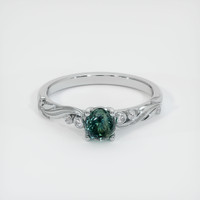 0.91 Ct. Bluish Green Sapphire Ring, 18K White Gold 1