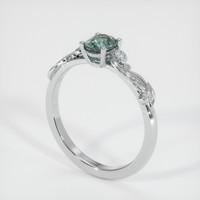0.84 Ct. Bluish Green Sapphire Ring, 18K White Gold 3