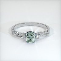 1.07 Ct. Bluish Green Sapphire Ring, 18K White Gold 1