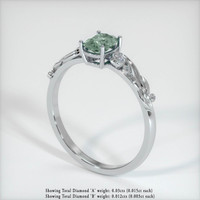 1.07 Ct. Bluish Green Sapphire Ring, 18K White Gold 2