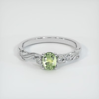 0.58 Ct. Yellowish Green Sapphire Ring, 18K White Gold 1