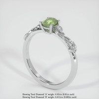 0.58 Ct. Yellowish Green Sapphire Ring, 18K White Gold 2