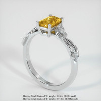 0.94 Ct. Yellow Sapphire Ring, 18K White Gold 2