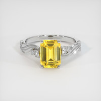 3.54 Ct. Yellow Sapphire Ring, 18K White Gold 1