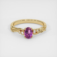0.76 Ct. Purplish Pink Sapphire Ring, 14K Yellow Gold 1