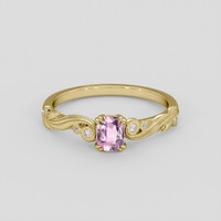 0.62 Ct. Pink Sapphire Ring, 14K Yellow Gold 1