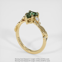 1.09 Ct. Green Sapphire Ring, 14K Yellow Gold 2