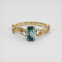 1.26 Ct. Greenish Blue Sapphire Ring, 14K Yellow Gold 1