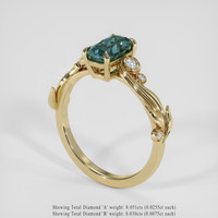 1.26 Ct. Greenish Blue Sapphire Ring, 14K Yellow Gold 2