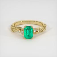 0.87 Ct. Emerald Ring, 18K Yellow Gold 1