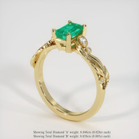 0.87 Ct. Emerald Ring, 18K Yellow Gold 2