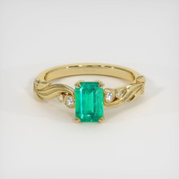 0.83 Ct. Emerald Ring, 18K Yellow Gold 1