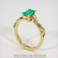 0.83 Ct. Emerald Ring, 18K Yellow Gold 2