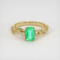 0.72 Ct. Emerald Ring, 18K Yellow Gold 1