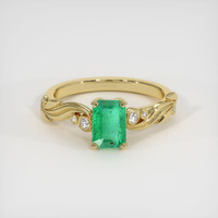 0.82 Ct. Emerald Ring, 18K Yellow Gold 1