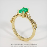 0.84 Ct. Emerald Ring, 18K Yellow Gold 2