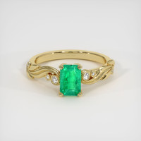 0.85 Ct. Emerald Ring, 18K Yellow Gold 1