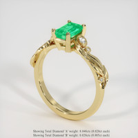 0.85 Ct. Emerald Ring, 18K Yellow Gold 2