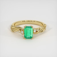 0.91 Ct. Emerald Ring, 18K Yellow Gold 1