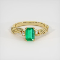 0.79 Ct. Emerald Ring, 18K Yellow Gold 1