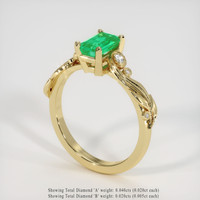 0.79 Ct. Emerald Ring, 18K Yellow Gold 2