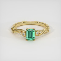 0.75 Ct. Emerald Ring, 18K Yellow Gold 1