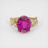 6.52 Ct. Purplish Pink Sapphire Ring, 18K Yellow Gold 1