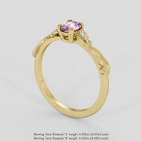 0.62 Ct. Pink Sapphire Ring, 18K Yellow Gold 2