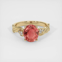 2.06 Ct. Padparadscha Sapphire Ring, 18K Yellow Gold 1