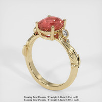 2.06 Ct. Padparadscha Sapphire Ring, 18K Yellow Gold 2
