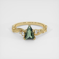 1.09 Ct. Green Sapphire Ring, 18K Yellow Gold 1