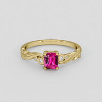 0.68 Ct. Pink Sapphire Ring, 18K Yellow Gold 1