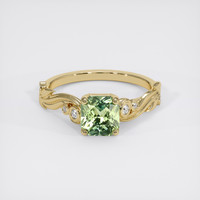 1.18 Ct. Green Sapphire Ring, 18K Yellow Gold 1
