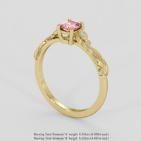 0.58 Ct. Padparadscha Sapphire Ring, 18K Yellow Gold 2
