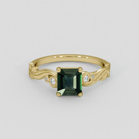 1.08 Ct. Green Sapphire Ring, 18K Yellow Gold 1