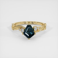 1.13 Ct. Greenish Blue Sapphire Ring, 18K Yellow Gold 1