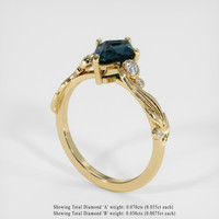1.13 Ct. Greenish Blue Sapphire Ring, 18K Yellow Gold 2