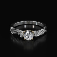 0.69 Ct. White Sapphire Ring, 14K Yellow & White 1