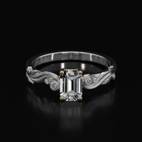 0.78 Ct. White Sapphire Ring, 18K Yellow & White 1