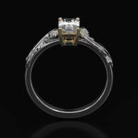 0.78 Ct. White Sapphire Ring, 18K Yellow & White 3