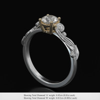 0.69 Ct. White Sapphire Ring, 18K Yellow & White 2