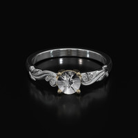 0.53 Ct. White Sapphire Ring, 18K Yellow & White 1