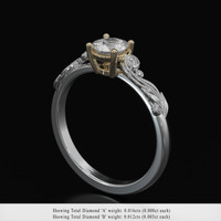 0.53 Ct. White Sapphire Ring, 18K Yellow & White 2