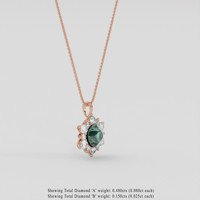 1.81 Ct. Bluish Green Sapphire Pendant, 14K Rose Gold 2