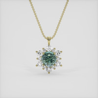 1.81 Ct. Bluish Green Sapphire Pendant, 10K Yellow Gold 1