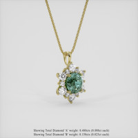 1.81 Ct. Bluish Green Sapphire Pendant, 10K Yellow Gold 2