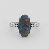 2.09 Ct. Multi Color Opal Ring, Platinum 950 1
