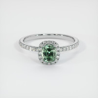 0.90 Ct. Green Sapphire Ring, 10K White Gold 1