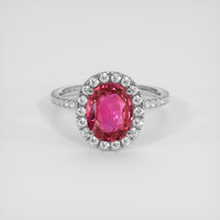 3.10 Ct. Reddish Pink Sapphire Ring, 14K White Gold 1