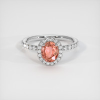 1.17 Ct. Padparadscha Sapphire Ring, 14K White Gold 1